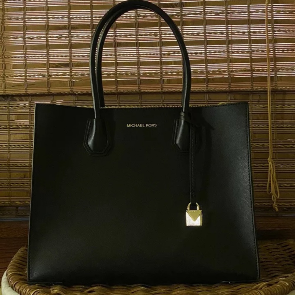 Michael Kors black leather handbag